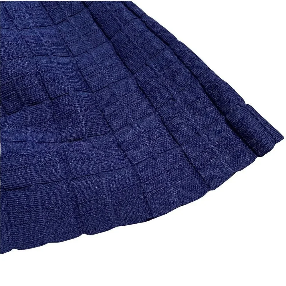 MICHAEL KORS One shoulder jacquard knit Blue dress Asymmetrical Stretch XXS NWT